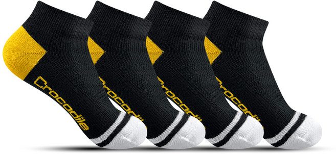 크로커다일 여성용 스포츠 쿠션 캘리 스니커즈 양말 4족 세트, BLACK, 1세트