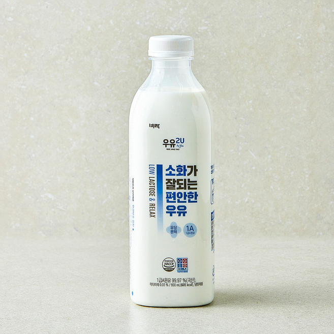 비락 우유2U 소화가 잘되는 편안한 우유, 1개, 930ml