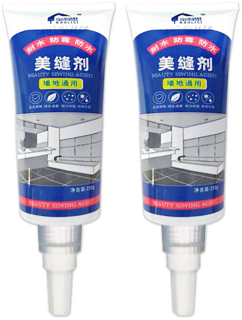 寶利思 磁磚填縫劑/瓷磚修補劑/美縫劑 + 美縫球 + 美縫貼 10m + 擦拭布 簡約白, 2組