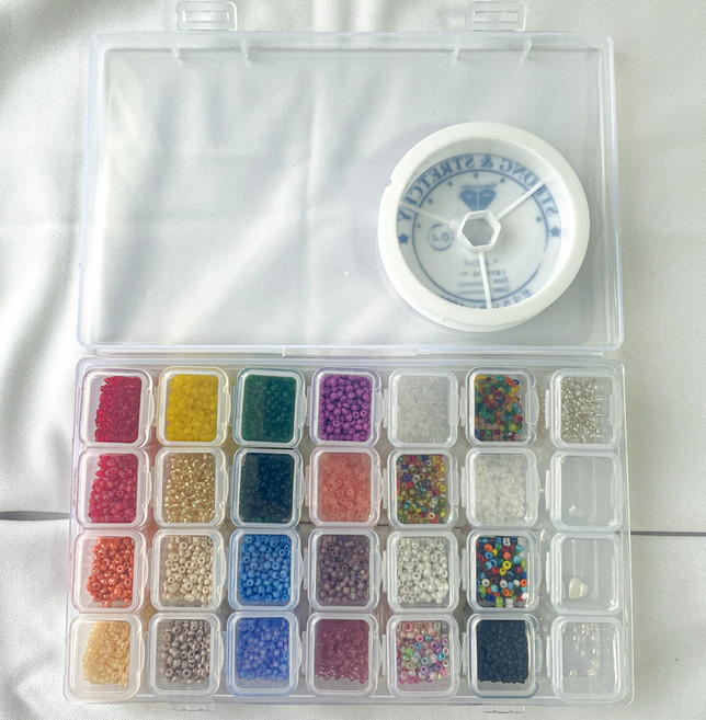 Angongsa THE BEADS 米珠 戒指 手鍊 鑰匙圈 製作 串珠工藝材料 DIY 42種套組 D type, 混合顏色, 1套