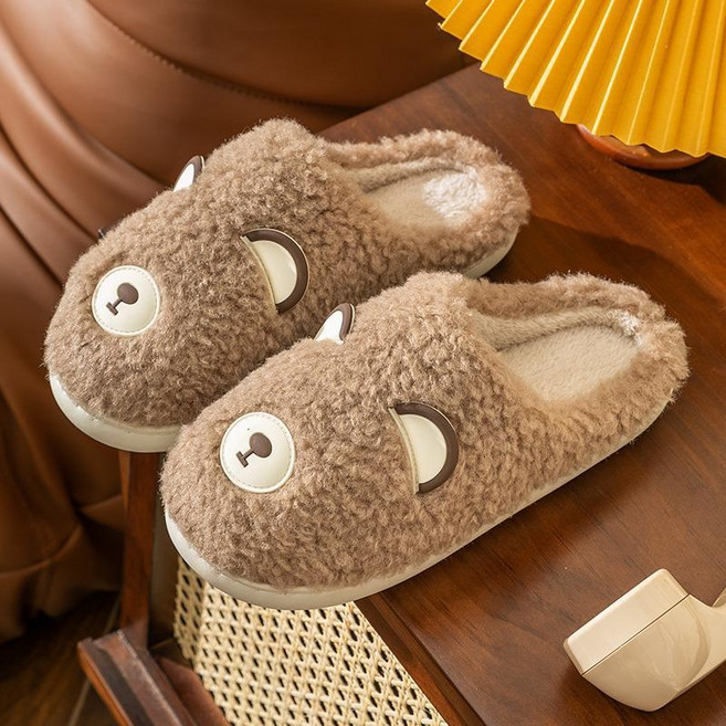 아이엠몽 여성용 곰돌이 베어랑 털 슬리퍼, 브라운, 1개