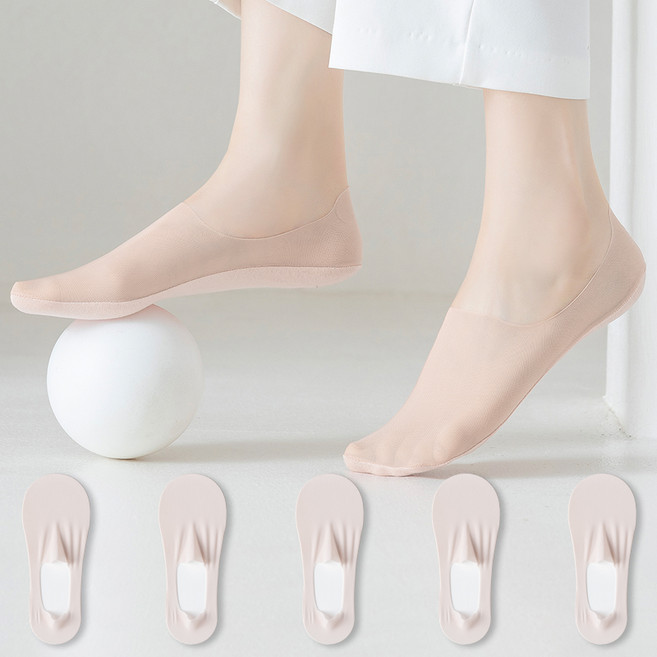 시너싹스 여성용 시스루 아이스 쿨 메쉬 발등 덧신 5p