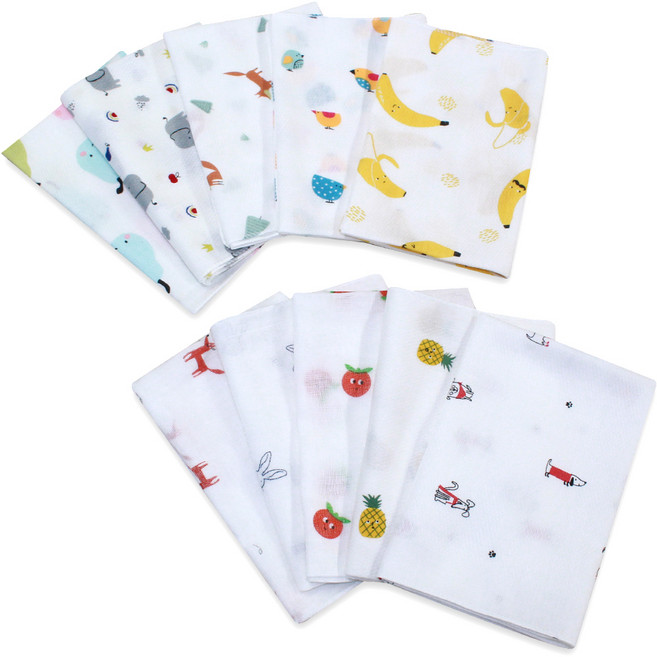 베이비붐 순면 나염 손수건 10p