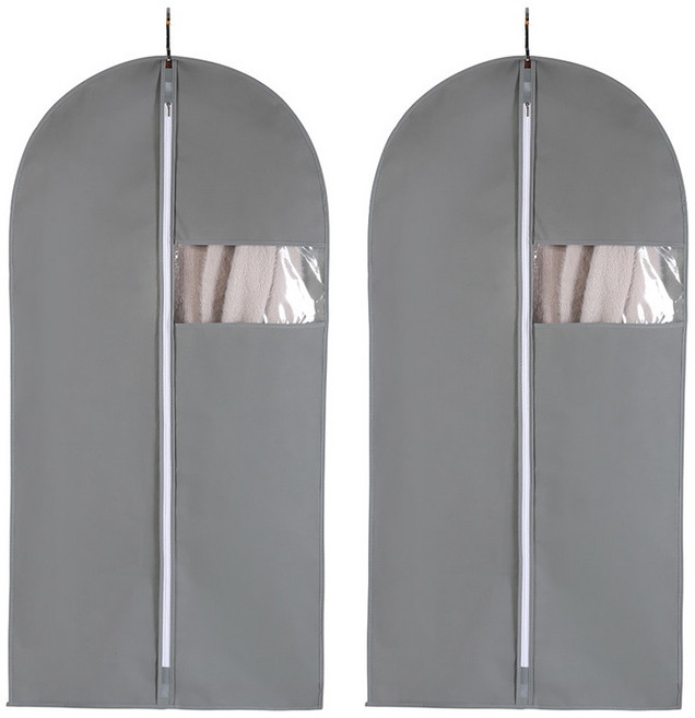로이윙 심플 투명창 행거 옷커버 방수 그레이, 2개, 1개입
