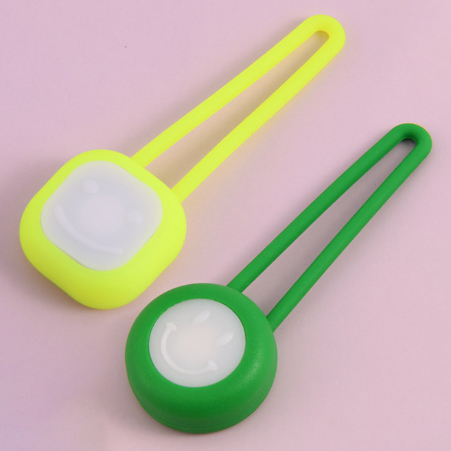 딩동펫 반려동물 스마일 LED 팬던트 스퀘어 인식표 스퀘어 + 라운드 세트, 옐로우, 그린, 1세트