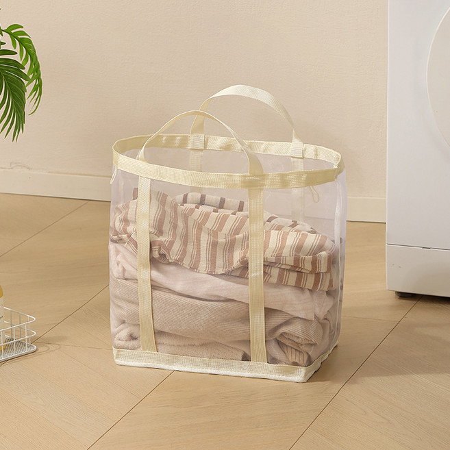 더자카 다용도 메쉬 대용량 세탁 빨래바구니, 아이보리
