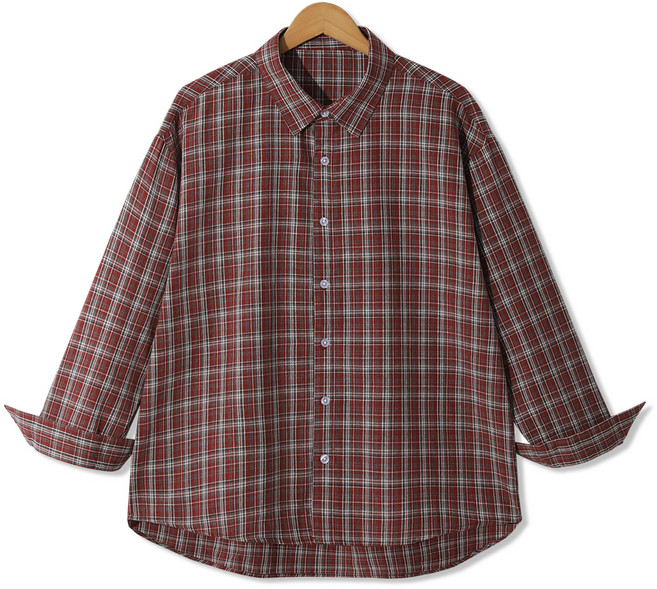 엠엔씨 남녀공용 포플린 체크 오버핏 셔츠 MDLS251LJ