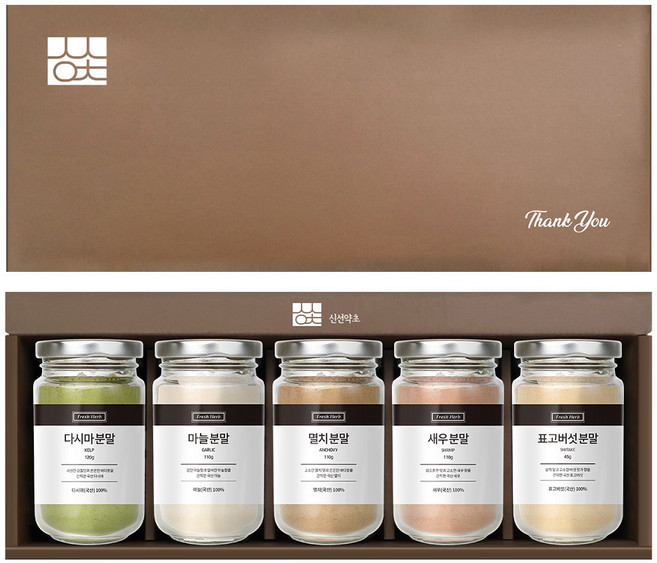 신선약초 조미료 다시마 + 마늘 + 멸치 + 새우 + 표고 5종 선물세트 495g, 1세트