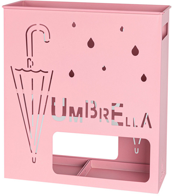 설렘하우스 대용량 철제 사각 우산꽂이, 1개, 핑크