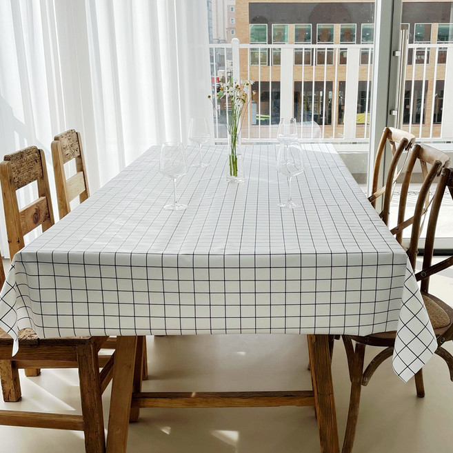 쇼니홈리빙 PVC 방수 식탁보, 03 스노우 화이트, 8인용(140 x 280 cm), 1개