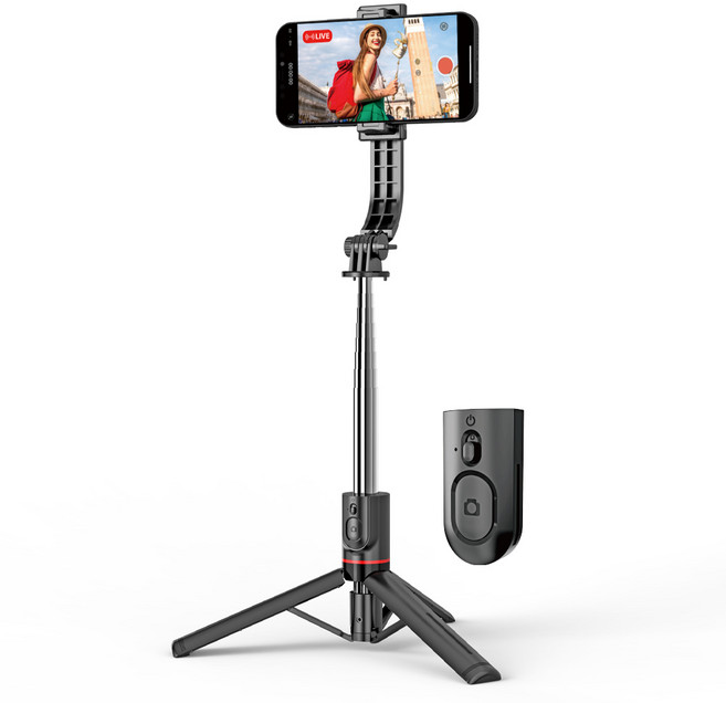 셀루미 롱스틱 스마트폰 셀카봉 삼각대 113cm, 블랙 + 레드, 1개, SEL-AT1130S