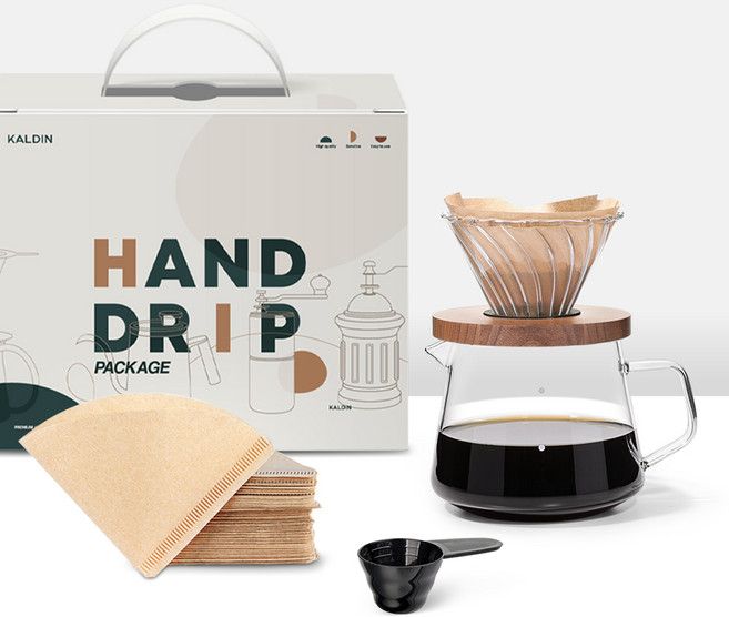 칼딘 V형 클리어 핸드드립 세트 브라운 2-4인용, 1세트, 5종, 600ml