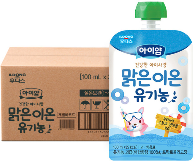 아이얌 건강한 아이사랑 맑은 이온 유기농 주스, 100ml, 20개, 배 + 사과 + 백포도 혼합 이온음료맛