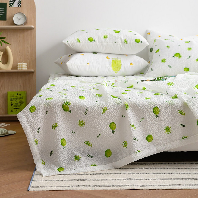 노스 국내 제조 시어서커 쿨 여름 홑이불, 라임그린