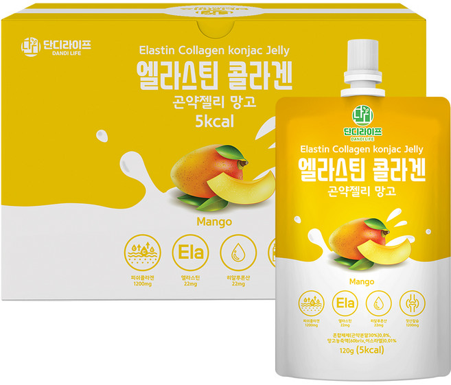 단디라이프 엘라스틴 콜라겐 곤약젤리 망고맛 10개입, 120g, 10개