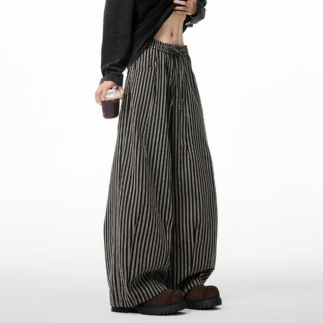 JTL 男款條紋鬆緊寬褲