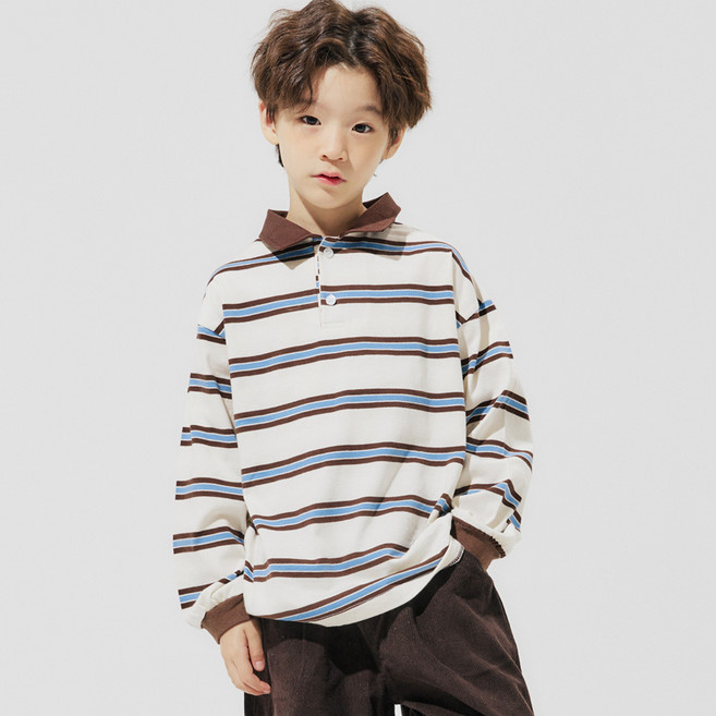 바브키즈 풀 럭비 스트라이프 티셔츠