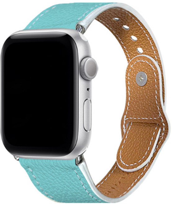 에잇클로드 애플워치 호환 천연가죽 밴드 스트랩 똑딱이형, 페블비치, 1개