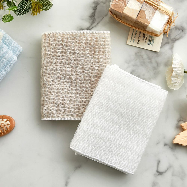 모던하우스 거품이 풍성한 샤워타월 2종, 아이보리, 베이지, 1세트