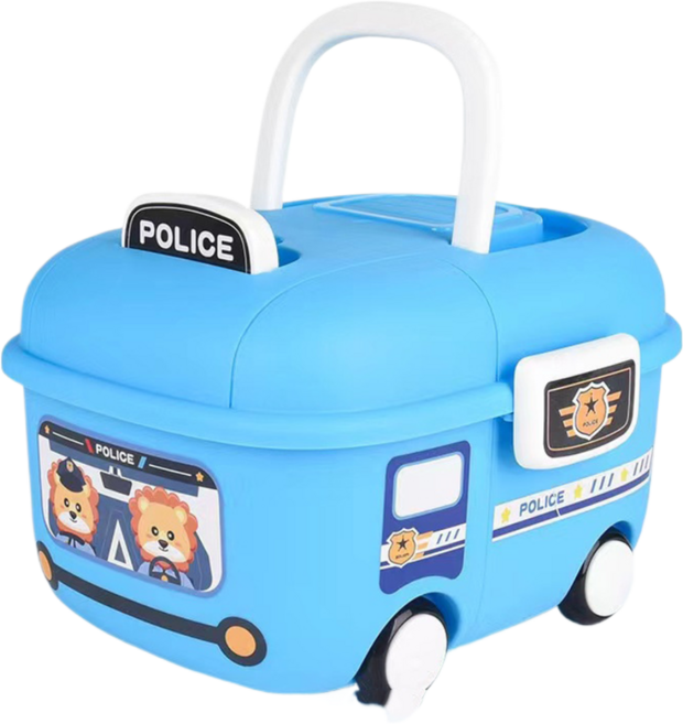 델리리움 자동차 스타일 바퀴달린 이동식 장난감 정리함, 블루, 1개