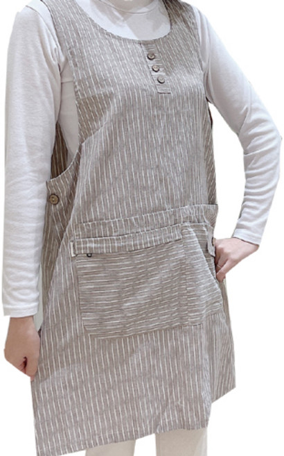 데코나인 스트라이프 앞치마, 베이지, 1개