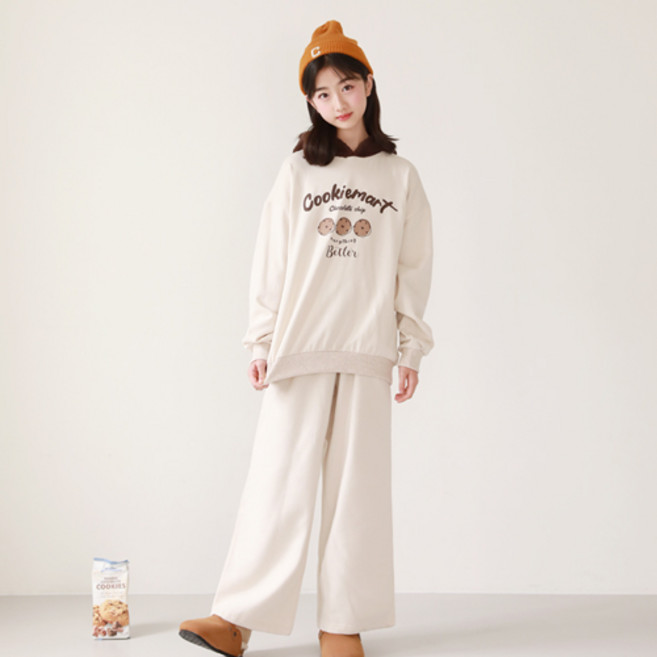 나나주니 기모안감 쿠키 후드 상하의 세트
