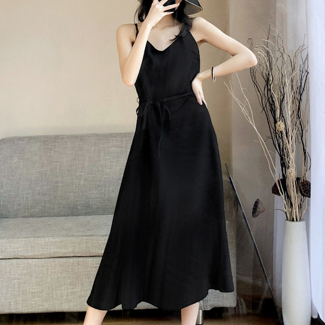 구디프 모던 스트랩 나시 A라인 원피스