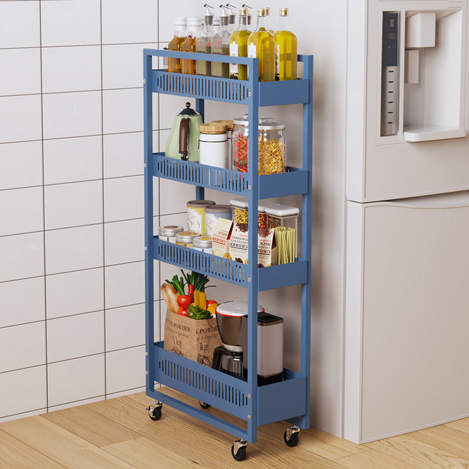 에버하우스 메탈 틈새 카트 트롤리, 블루, 4단