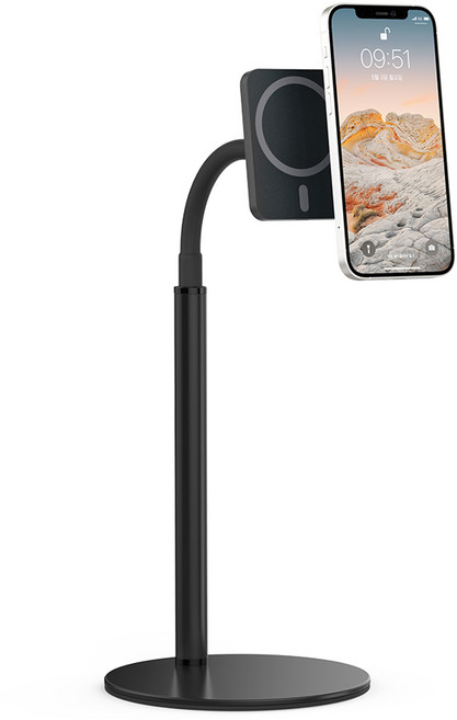 CalliA 맥세이프 탁상용 차량용 고속 무선충전 거치대 OS-130, 블랙, 1개