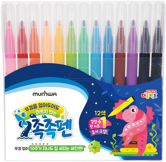 문화연필 마르지 않는 촉촉사인펜, 혼합색상, 1세트
