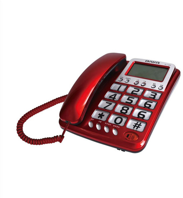 aiwa 愛華 超大字鍵大鈴聲有線電話 紅色, ALT-892