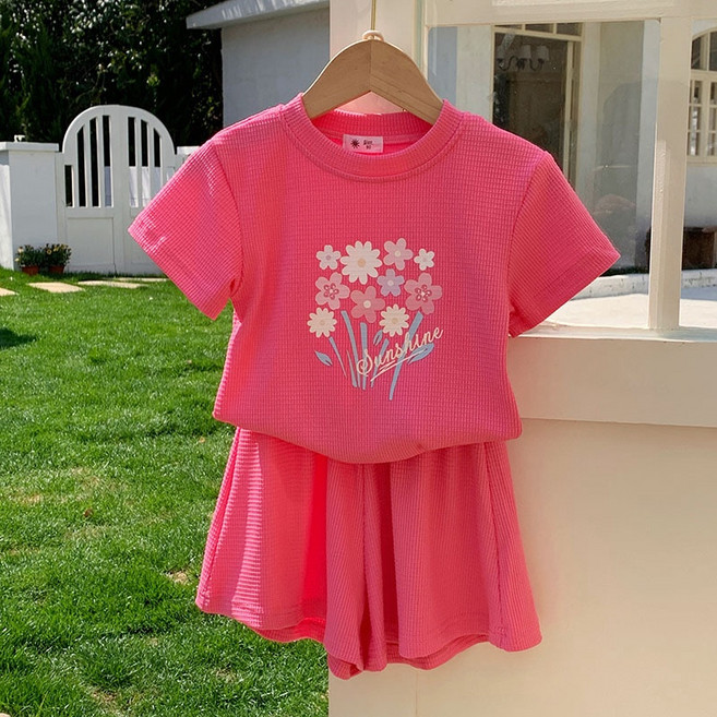 Arbe 여아용 데이린 와플 상하복 세트