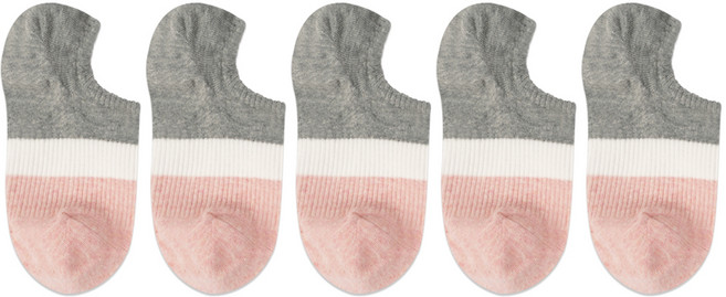 박군 여성용 학생 파스텔 배색 덧신 5족