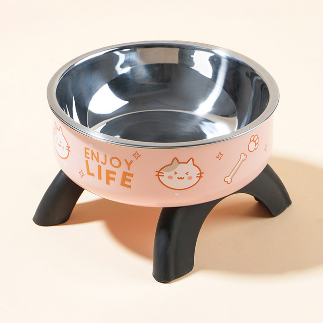 파스텔펫 반려동물 스테인리스 식기 밥그릇 14.5 x 14.5 x 8.5 cm, 핑크, 1개