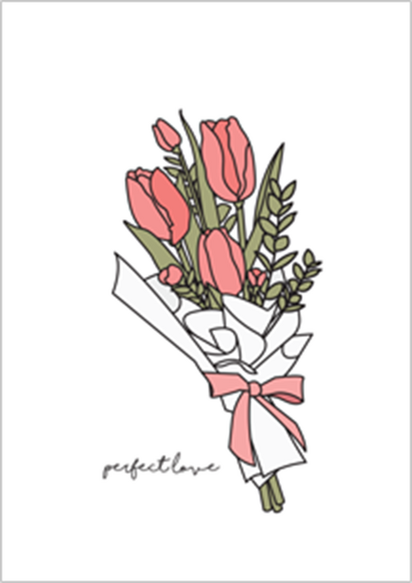 감성 아트웍 디자인캔버스 E-49 핑크 튤립 꽃다발 P25, 화이트