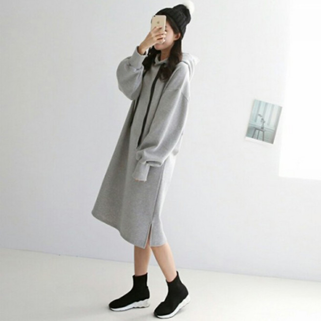 팡팡샵 M 기모 기본 롱후드 임부 OPS