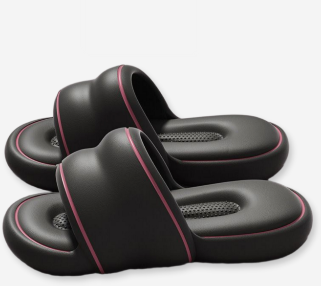 제이드슈 여성용 EVA 실내 세상편한 몽글 슬리퍼, 소프트블랙, 1개