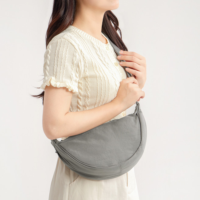 ADDEDIT 超輕量果凍生活防水迷你半月斜背包, 灰色