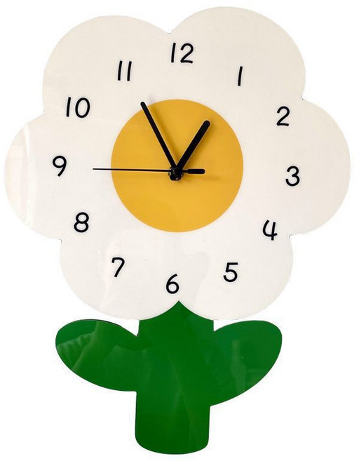 스마일 데이지 무소음 사무실 집들이선물 거실 벽시계, 혼합색상