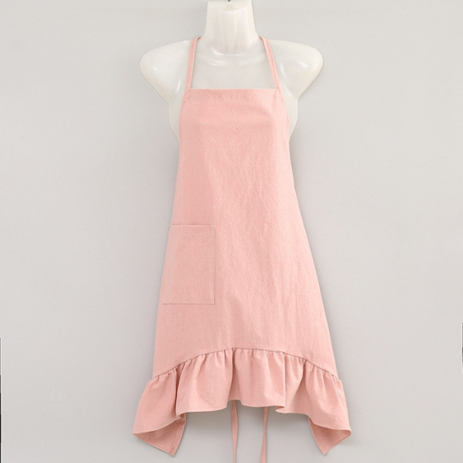 다파랑 파스텔 감성 롱 원피스형 프릴 에이프런 HJ1346, 핑크, 1개