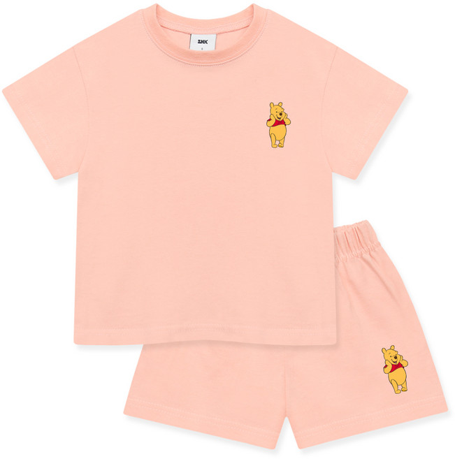 리틀래빗 아동용 통기성 디즈니 반팔 꼬미 푸우 상하 바지 세트