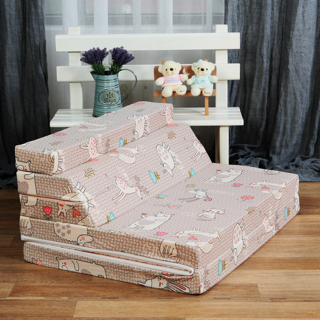 조은집 순면 5단 접이식 소파베드 매트리스, 애니멀베이지, 7.5cm