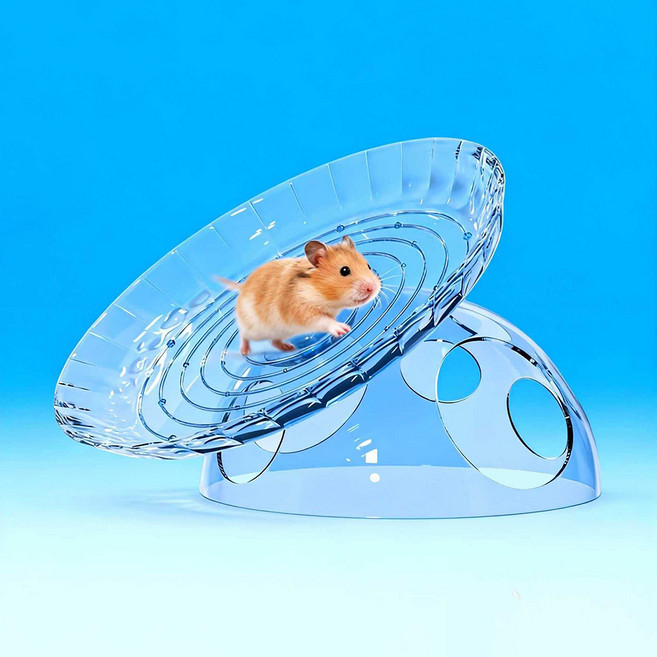랜보어 햄스터 프리스비 휠 은신처 16 x 18 x 12 cm, 블루, 1개
