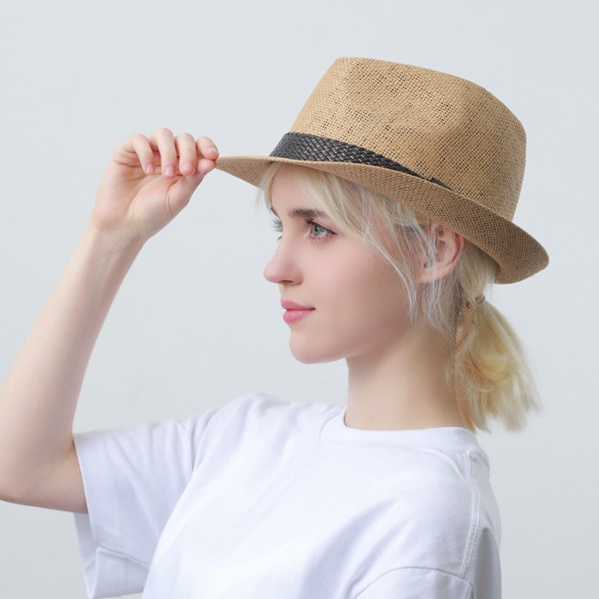 아이엠캡 밀짚 라인 페도라