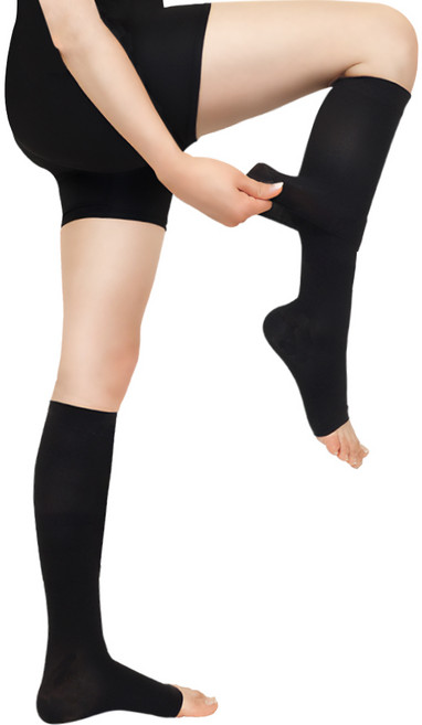 원더워크 프리미엄 의료용 이지 발트임 압박스타킹 블랙, 1개, 종아리/무릎형