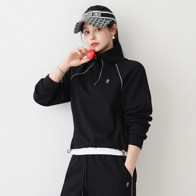 피핀 여성용 골프 일상 메탈 라인 반집업 티셔츠 112903