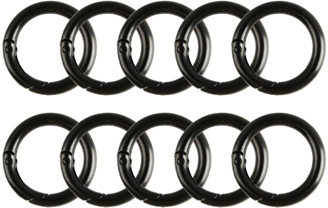 키링 부자재 가방 원터치 리폼 오픈형 오링 25mm, 블랙매트, 10개