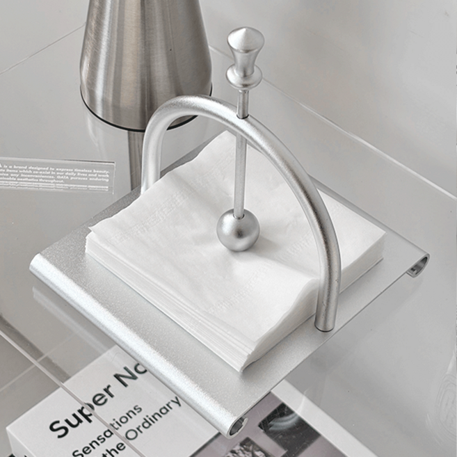 데미무드 메탈릭 아크 냅킨 꽂이, 1개, 실버