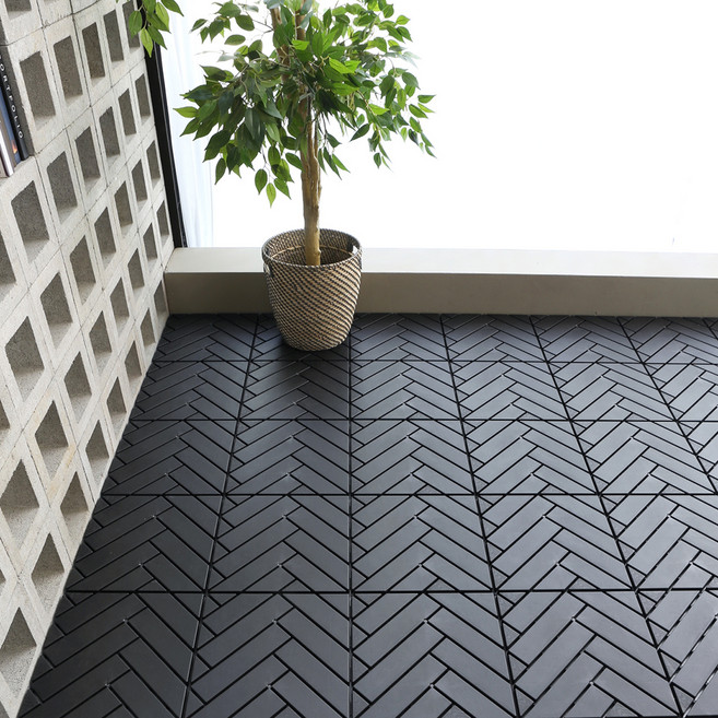 위즈홈 헤링본 조립식 마루, 블랙, 16개