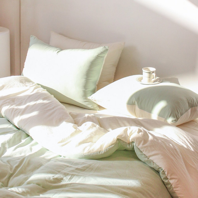 루시드슬립 국내산 부드러운 디어마이 리버서블 워싱 옥수수솜 차렵 이불패드 세트